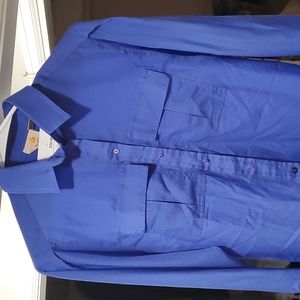 Purple blue blouse with pockets.